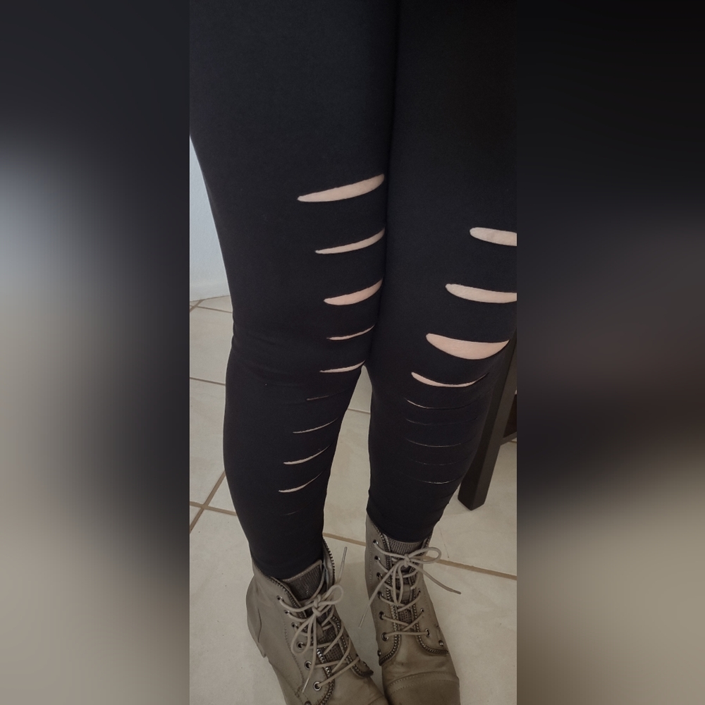 Bandage leggings Stylish Punk w/ free black phone purse New in Pkg